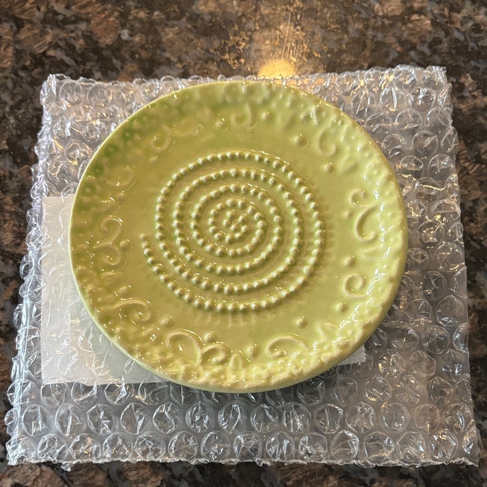 Garlic Grater Plate Sage Green Mincer Kitchen Cooking 4.5” Saucer Easy to Use